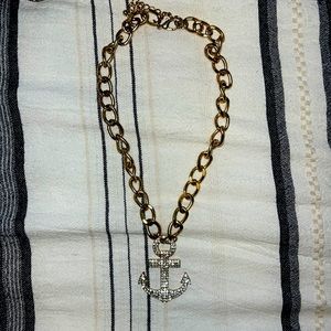 Anchor rhinestone necklace